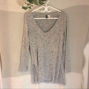 Divided gray tunic blouse top